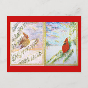 Psalm 23 Male & Female Cardinals postcard