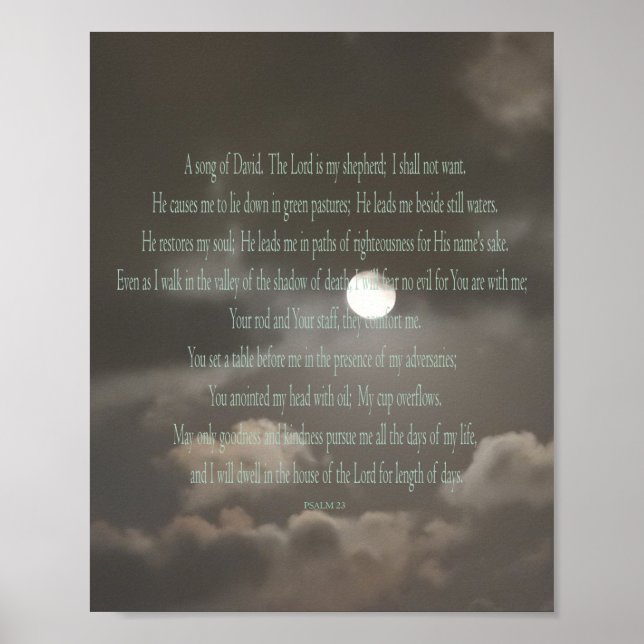 Psalm 23, Moon Print, Value Poster Paper (Matte) (Front)