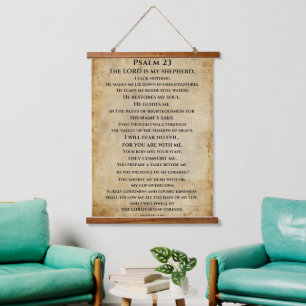 Psalm 23  { NHEB version.} Hanging Tapestry