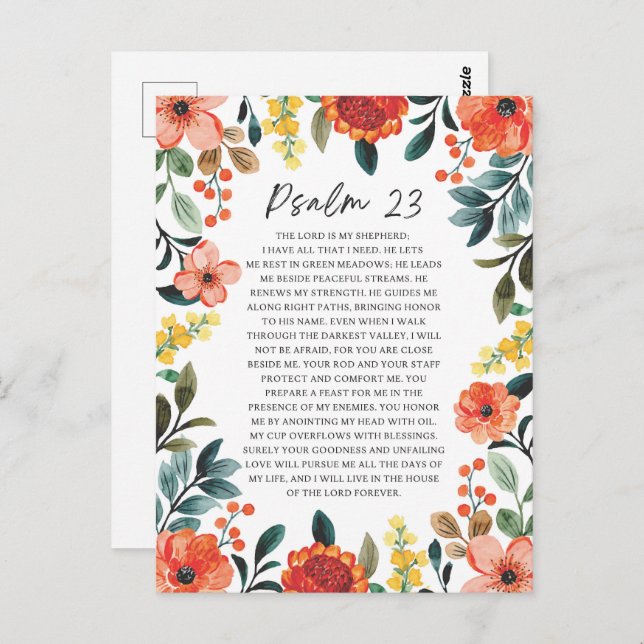 Psalm 23 NKJV The Lord is My Shepherd Postcard (Front/Back)
