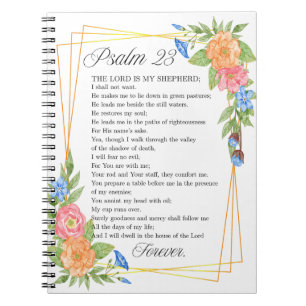 Psalm 23 NKJV Watercolor Botanical Bible Scripture Notebook