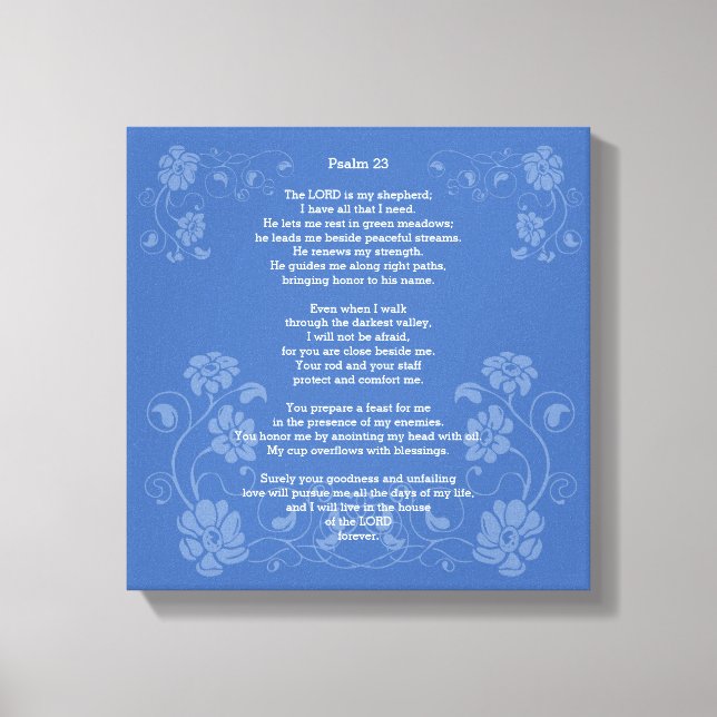 Psalm 23 NLT, Canvas Print (Front)