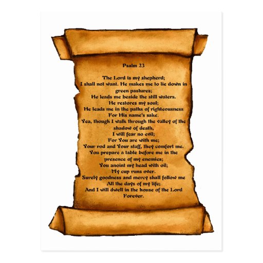 Psalm 23 on Old Scroll: Pastel Art: Scripture Postcard | Zazzle