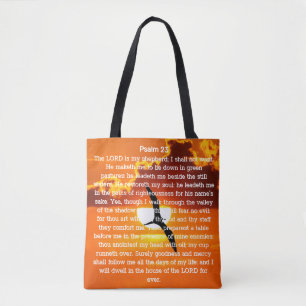 Psalm 23 Orange Sunset Seagull Tote Bag