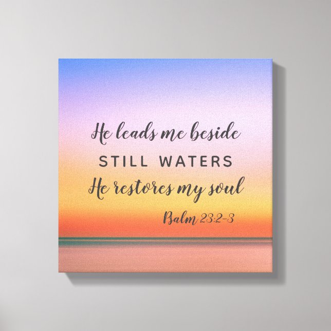 Psalm 23 Pink Beach Canvas Print (Front)