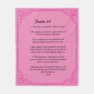 Psalm 23 pink border  fleece blanket
