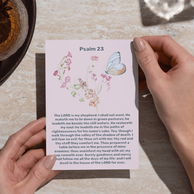 Psalm 23 Pink Floral butterfly Celebration Life  Invitation (Psalm 23 Pink Floral butterfly Celebration Life Invitation)