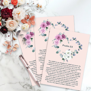Psalm 23 Pink Floral Heart Celebration of Life  Invitation