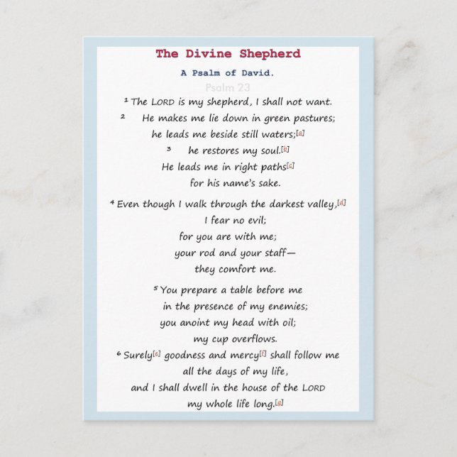 Psalm 23 postcard (Front)