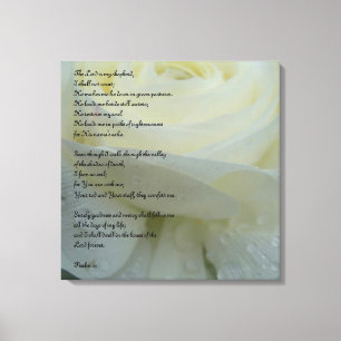 Psalm 23 Printed on a White Flower Canvas Print