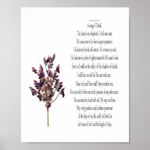 Psalm 23, Purple Yellow Botanical Poster (Matte)