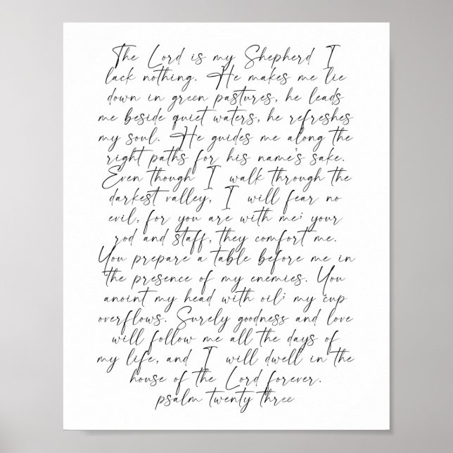 Psalm 23 Script Font Poster (Front)