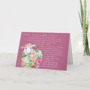 Psalm 23, sheep, honeysuckle background card