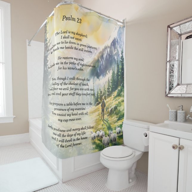 Psalm 23 - shower curtain with scripture (In Situ)