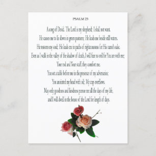 Psalm 23, Song of David, Floral Postcard