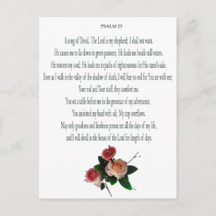 Psalm 23, Song of David, Floral Postcard