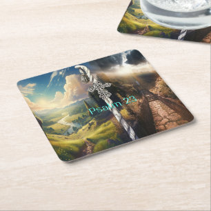 Psalm 23 square paper coaster