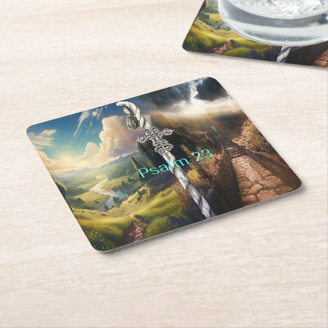 Psalm 23 square paper coaster (Angled)
