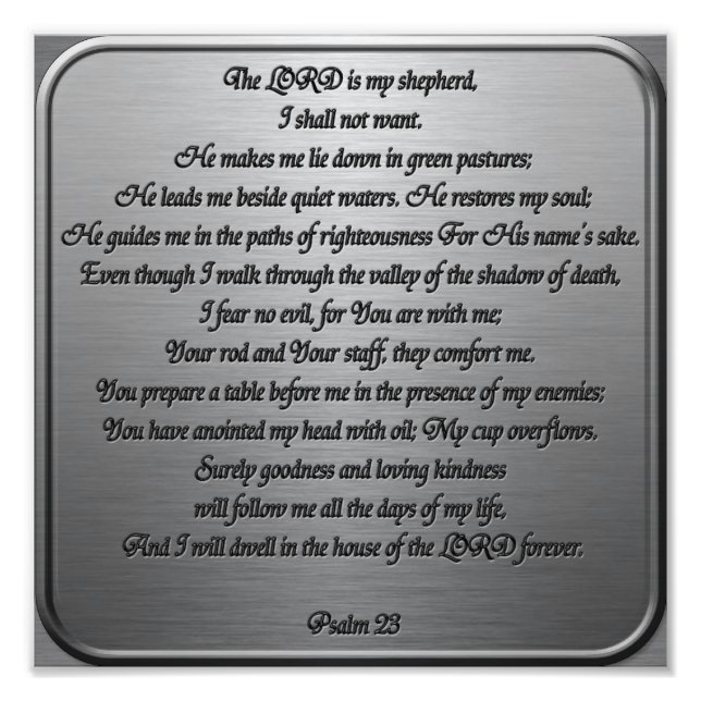 Psalm 23 - Steel Photo Print (Front)