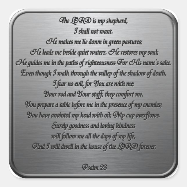 Psalm 23 - Steel Square Sticker (Front)