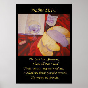 Psalm 23 . Still Waters. Christian art Poster