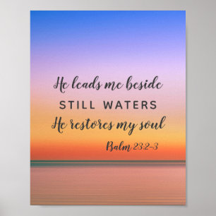 Psalm 23 Still Waters Pink Beach Poster