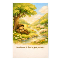 Psalm 23 Storybook Poster | Nursery wall Art