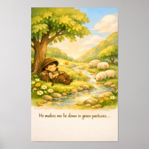 Psalm 23 Storybook Poster Nursery wall Art