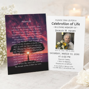 Psalm 23 Sunset Celebration of Life Funeral  Invitation