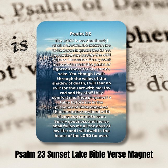 Psalm 23 Sunset Lake Religious Magnet (Psalm 23 Sunset Lake Religious Magnet)