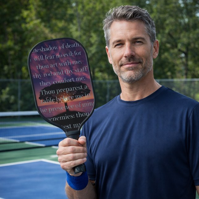 Psalm 23 Sunset Tree Christian Pickleball Paddle (Creator Uploaded)