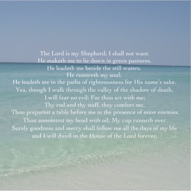 Psalm 23 The Lord is My Shepherd Beautiful Beach (Front)