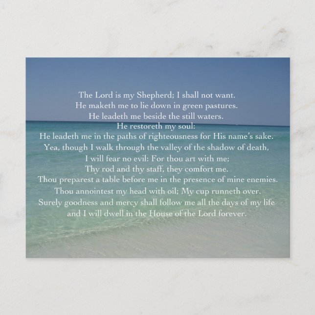 Psalm 23 The Lord is My Shepherd Beautiful Beach Postcard (Front)