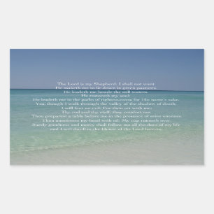 Psalm 23 The Lord is My Shepherd Beautiful Beach Rectangular Sticker