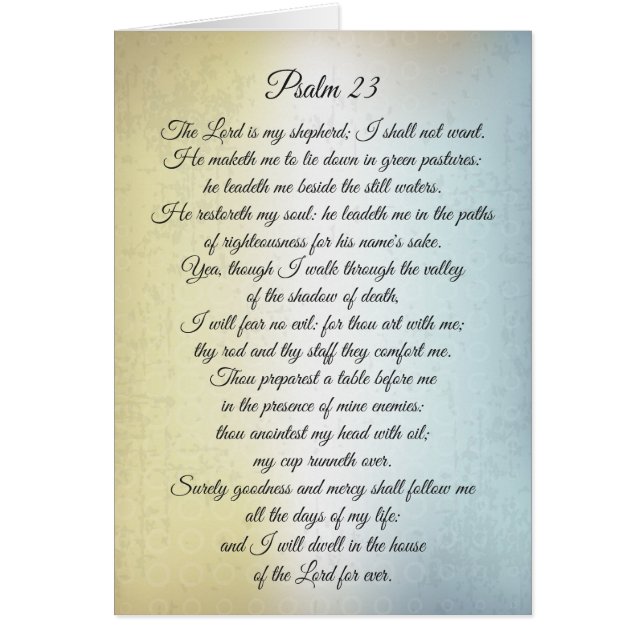 Psalm 23 The Lord is my Shepherd, Bible Verse Card (Front)