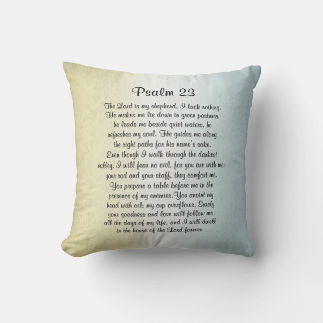 Psalm 23 The Lord is my Shepherd Bible Verse Cushion (Front)