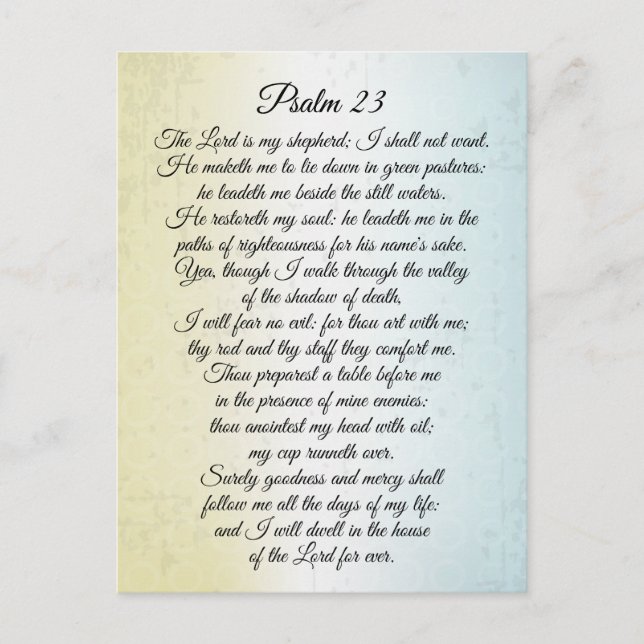 Psalm 23 The Lord is my Shepherd, Bible Verse Postcard (Front)