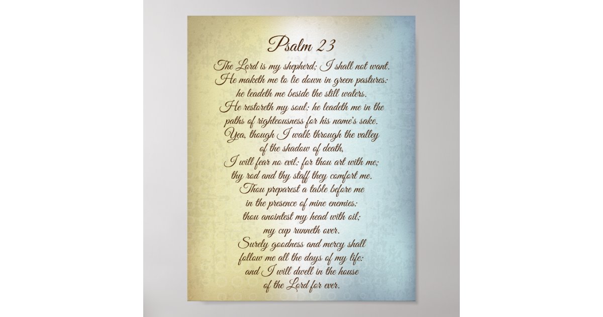Psalm 23 The Lord is my Shepherd, Bible Verse Poster