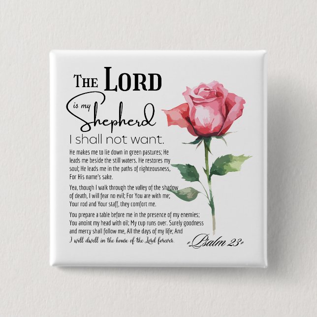 Psalm 23 The Lord is my Shepherd Flower 15 Cm Square Badge (Front)