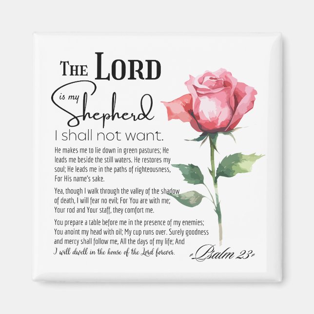 Psalm 23 The Lord is my Shepherd Flower Magnet (Front)