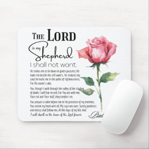 Psalm 23 The Lord is my Shepherd Flower Mouse Mat