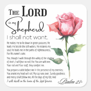 Psalm 23 The Lord is my Shepherd Flower Square Sticker