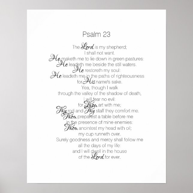 Psalm 23 The Lord is My Shepherd KJV Bible Verse Poster (Front)