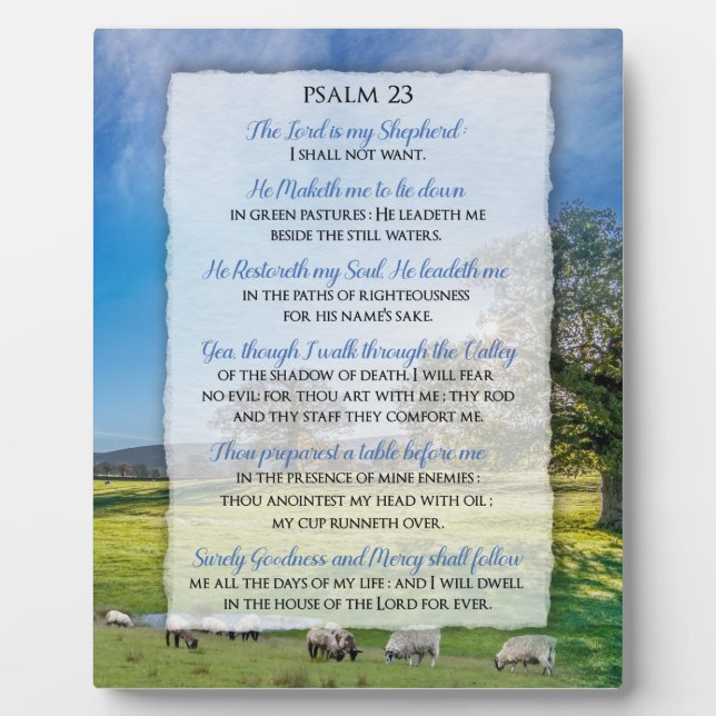 Psalm 23 - The Lord is my Shepherd  Plaque (Front)