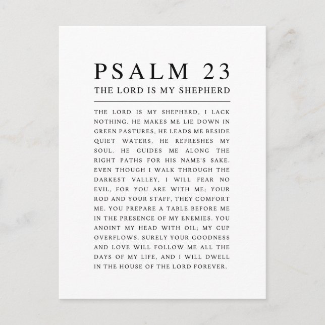 Psalm 23 The Lord is My Shepherd Postcard (Front)