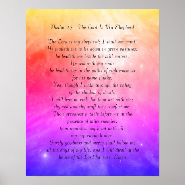 Psalm 23 The Lord Is My Shepherd Poster (Front)