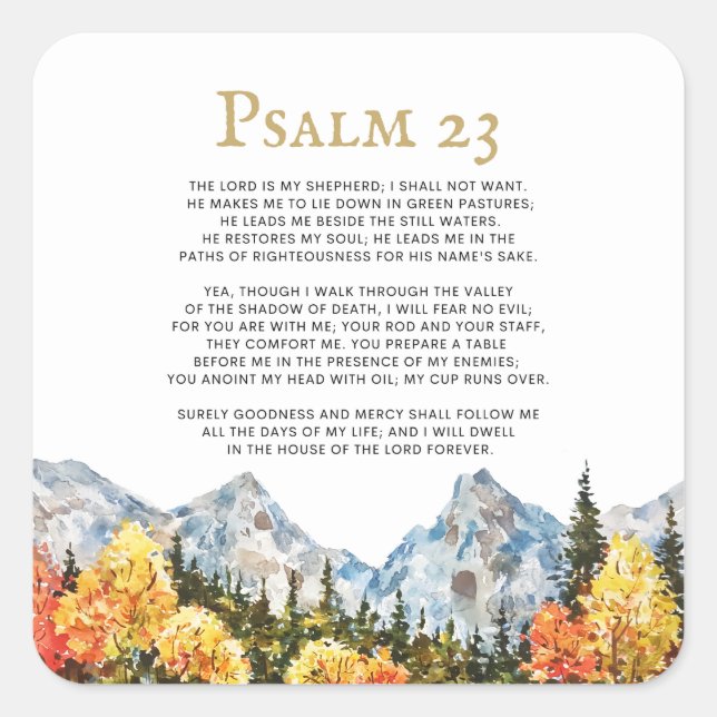 Psalm 23 The Lord is my Shepherd Square Sticker (Front)