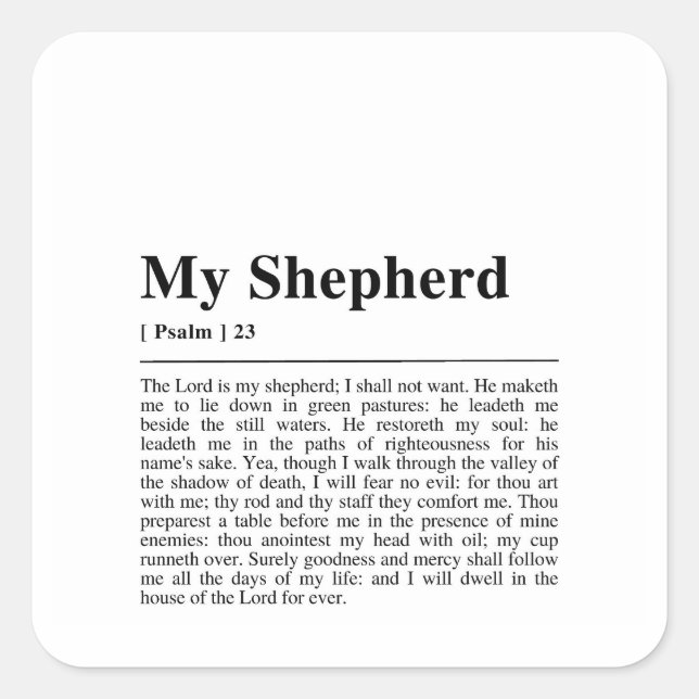Psalm 23 The Lord is my Shepherd Square Sticker (Front)