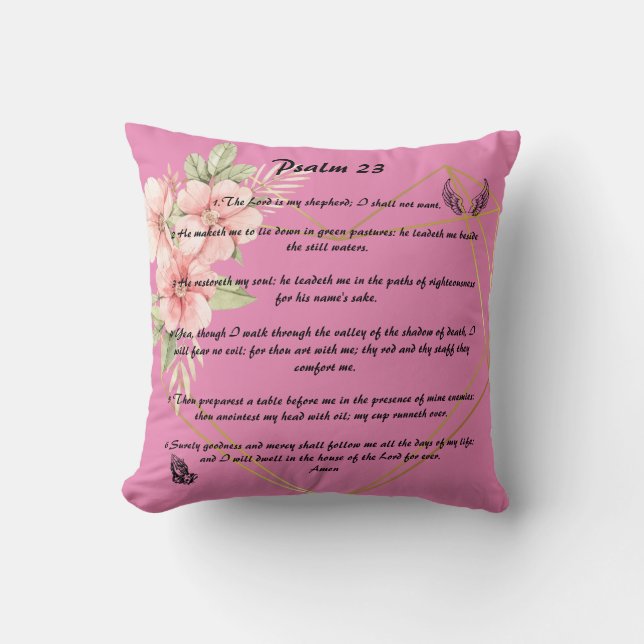 Psalm 23   throw pillow (Front)