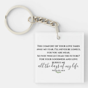 Psalm 23 Typography and Hand Lettered Scripture Key Ring